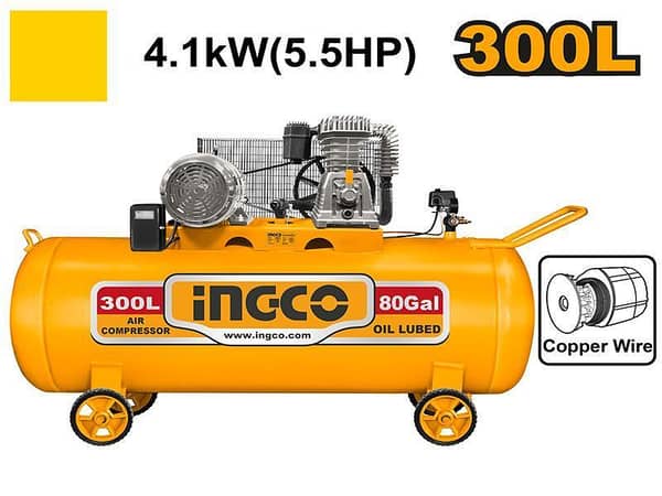INGCO Model AC553001 Air Compressor - 380V, 3-Phase, 4.1kW, 300L Tank Capacity