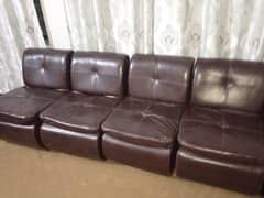 Brown leather sofa set