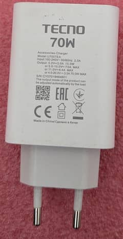  Tecno Camon 30 Original 70W Fast Charger – Brand New 