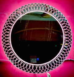 Frosted mirror and neon sign