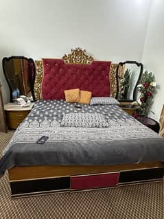 Stylish Bed Set with Dressing Table, Side Tables & Cupboard – Like New