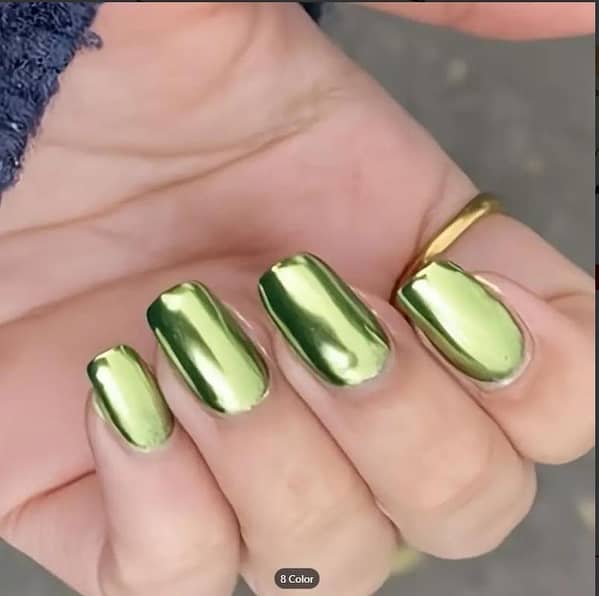 Diamond Acrylic Artificial Nails Set - 12 Pcs of Metallic Finish  Nails with Glue, Customizable DIY False Nails for Women and Girls