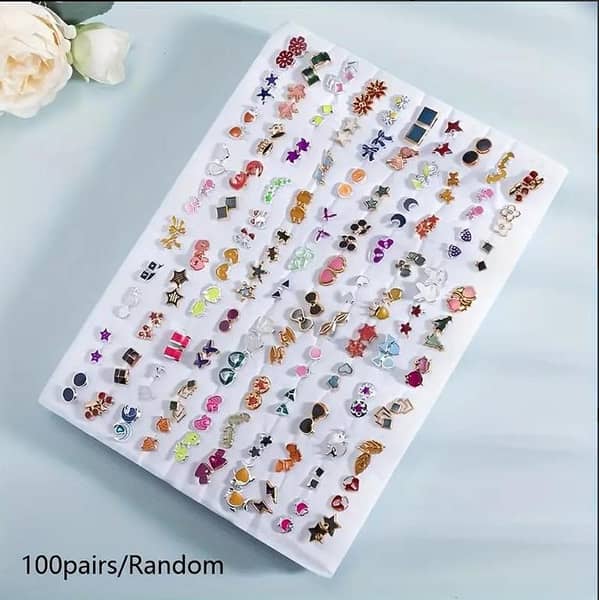 Pairs Earrings Set – Assorted Heart & Flower Styles for Women, Girls, and Teens | Daily Wear, Party, and Festival Jewelry | Lightweight, Plastic, Hypoallergenic