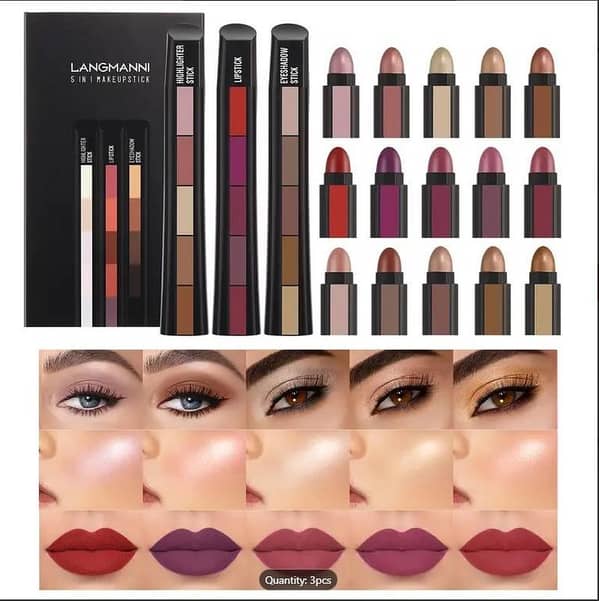 YUMNAS 5-in-1 Matte Lipstick and Makeup Set - Includes Waterproof Velvet Lip Gloss, Eyeshadow, and Blush - Ideal for Valentine's and Mother's Day Gifts