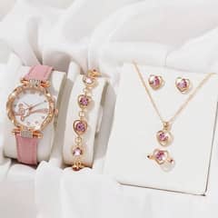 Hearts & Time – 6-Piece Elegant Watch & Jewelry Combo