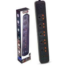 504pu Speed-x Premium Portable Power Strip 5socket+2usb Port+2 Type C