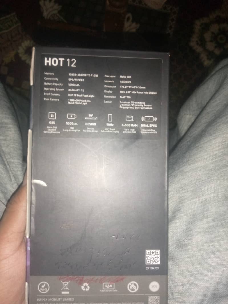Infinix hot 12 with box slightly used. 10/10 condition 3