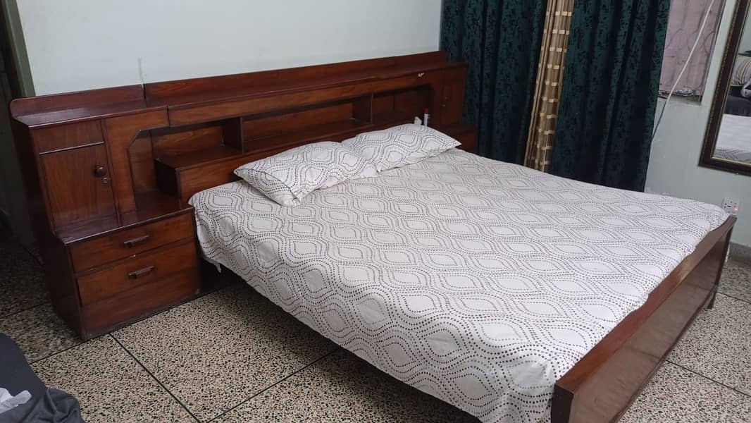 used double bed with mattress and 2 side tables in good condition 1