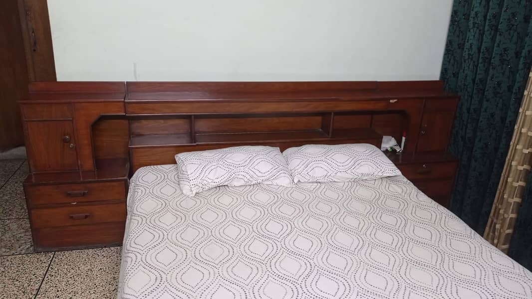 used double bed with mattress and 2 side tables in good condition 2