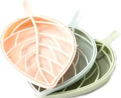 plastic beautiful leaf soap tray 2 in 1 pack of 3