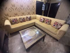 L Shape 7 Seater Sofa with Center Table – Excellent Condition