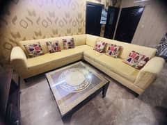 L Shape 7 Seater Sofa with Center Table – Excellent Condition