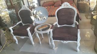 Artisan-Crafted 2 Coffee Chairs and Table Set.