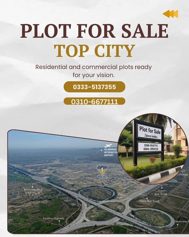 Plots For Sale In Top City-1 B Block, C Block, D Block, I Block (Possession Available):, Islamabad 10