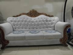 wooden sofa set with wooden glass table