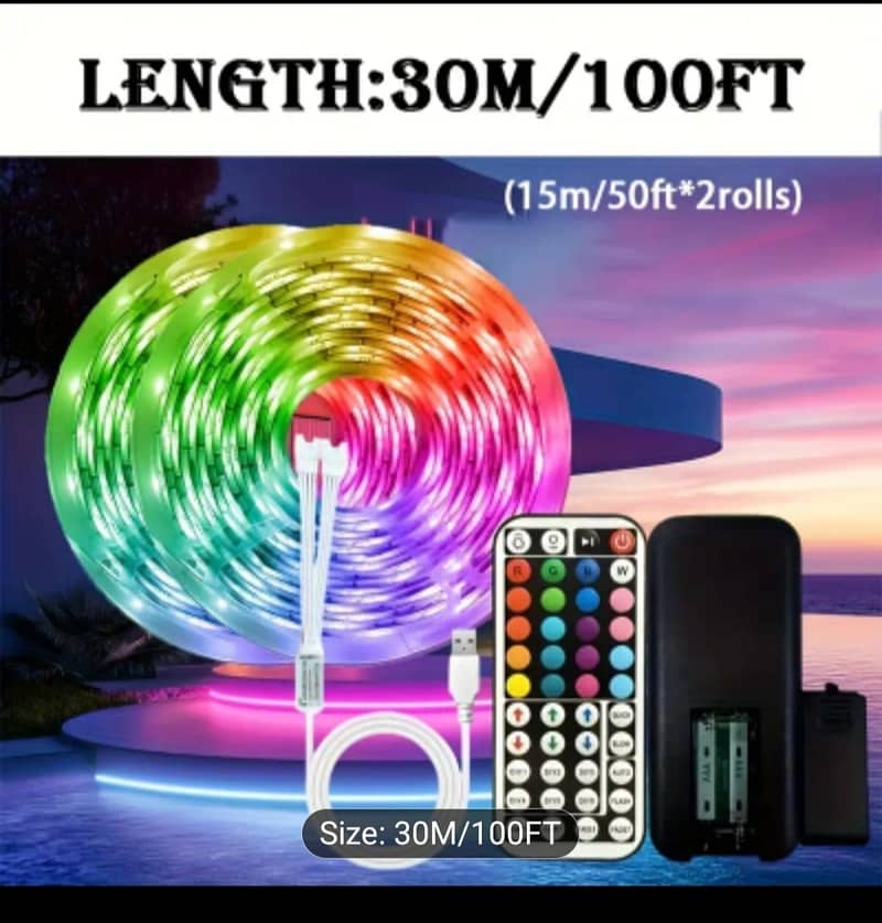 RGB Led Strip 30.48meter, Ceiling light with Remote Control 5