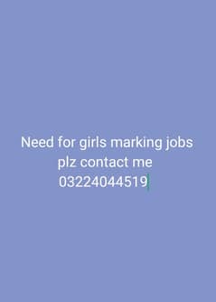marking jobs in need girls contact me 03224044519