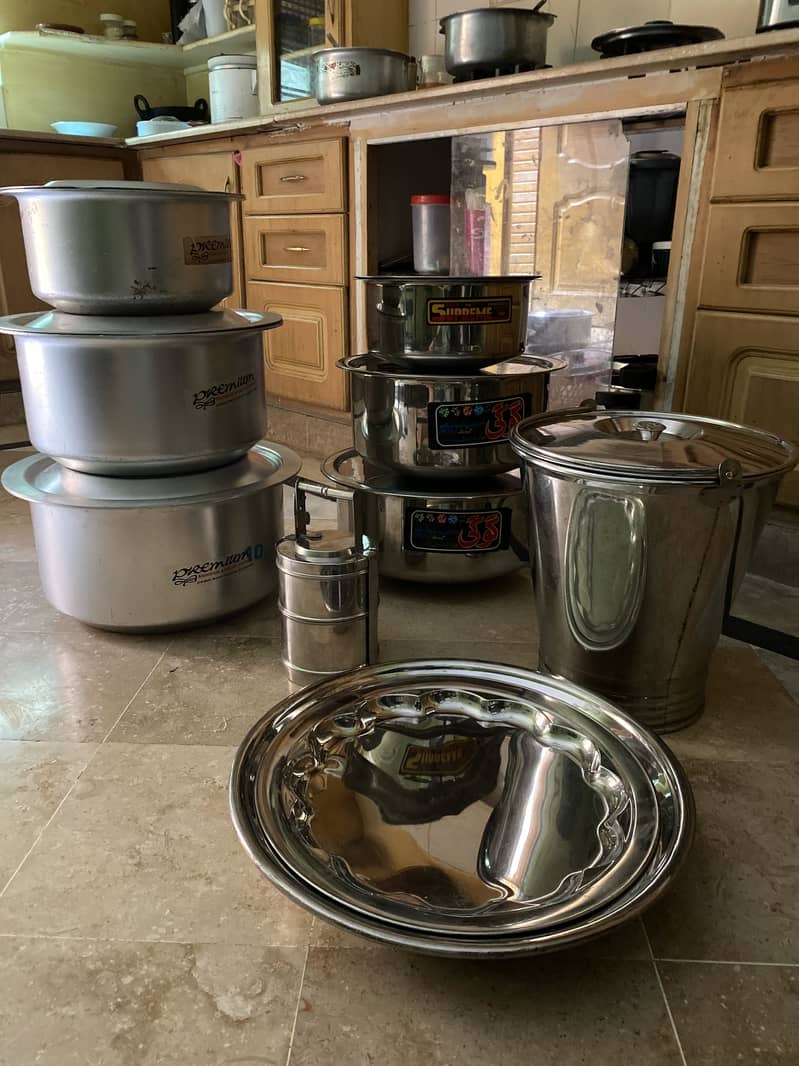 New unused pure stainless burtan shiny clean dakshay  and dhol etc 0