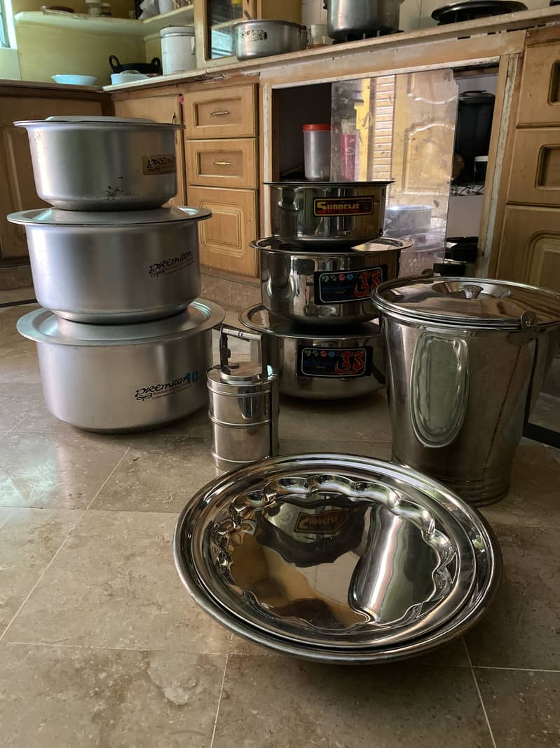 New unused pure stainless burtan shiny clean dakshay  and dhol etc 1