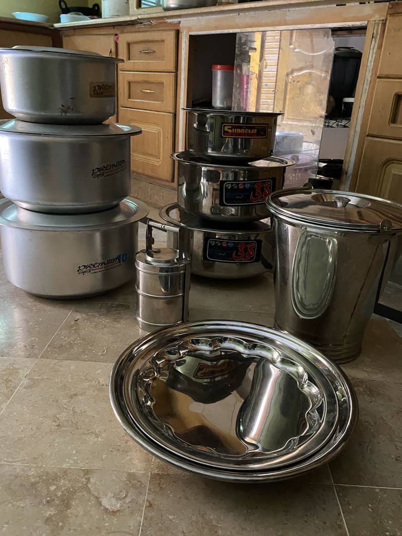 New unused pure stainless burtan shiny clean dakshay  and dhol etc 2