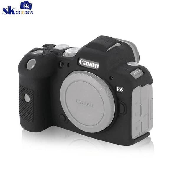 Camera Case for Canon R6 R6II – Silicone Protective DSLR Skin Cover, Detachable Cage, Shockproof, Dustproof (Black)