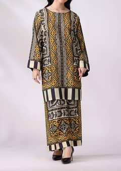 women's stitched printed shirt and trouser set 2-pcs