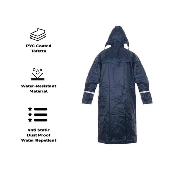 Heavy-Duty Bikers Raincoat – PVC Coated Taffeta 190T | Waterproof | Navy Blue (Medium)