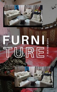 7 seater Sofa, King Size Bed Side Tables Dressing Table 3 Wardrobes