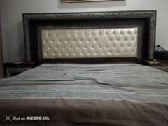 double bed, singer folding iron stand and cabinet
