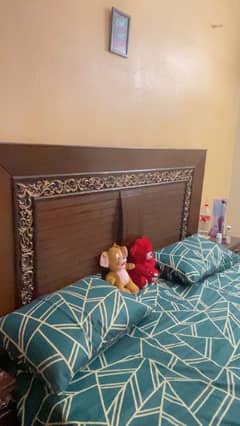 Double bed with matress and 2 side tables