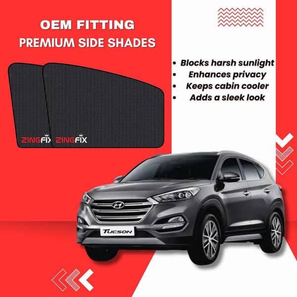 Zingfix Premium Mesh Foldable Side Window Shades for Hyundai Tucson – Sun Protection & Privacy