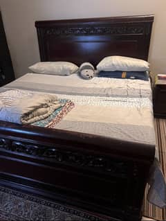 Double king size original shesham bed with mattress