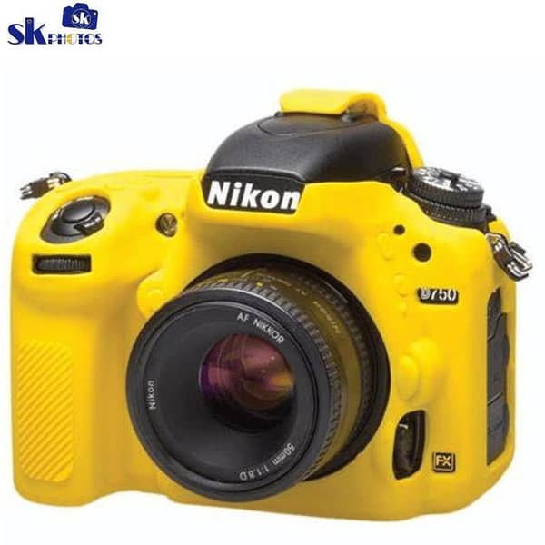 Camera Case for Nikon D750 – Protective Silicone DSLR Skin Cover, Detachable Cage, Shockproof, Dustproof yellow