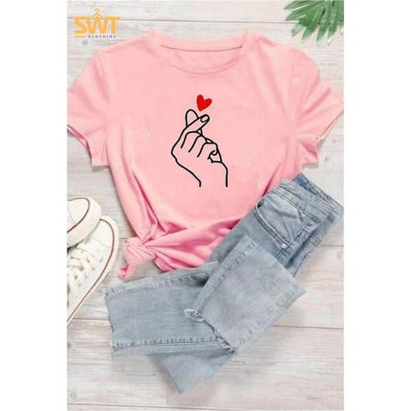SWT Women's and Girls' Cotton Printed Summer Crew Neck Half Sleeve T-Shirt
