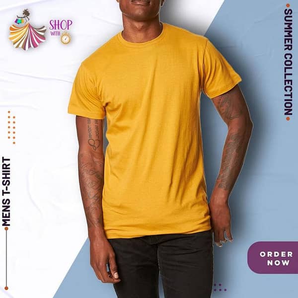 Summer Cotton Round Neck Basic T-shirt for Men and Boys by Shop