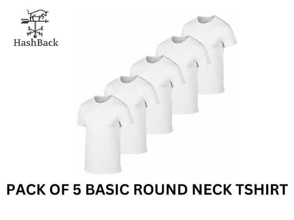 HashBack Pack of 5 Basic Oversized Premium T-Shirts for Men