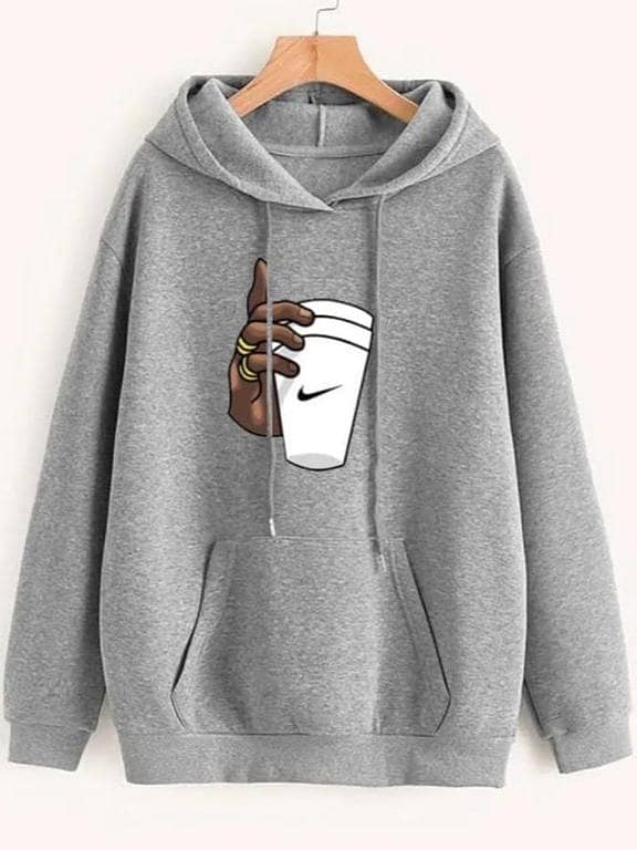 SWT Fleece Pullover Hoodie for Men with Hand and Cup Print