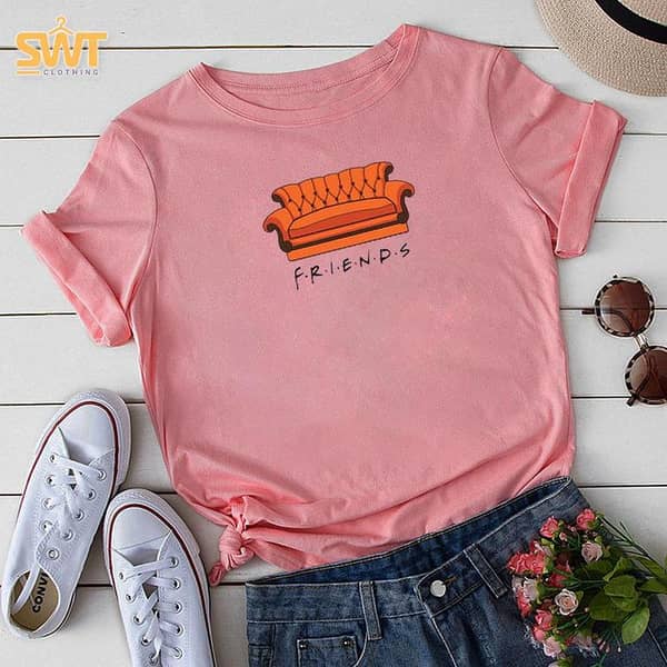 SWT Printed Red Summer T-Shirt for Girls and Women