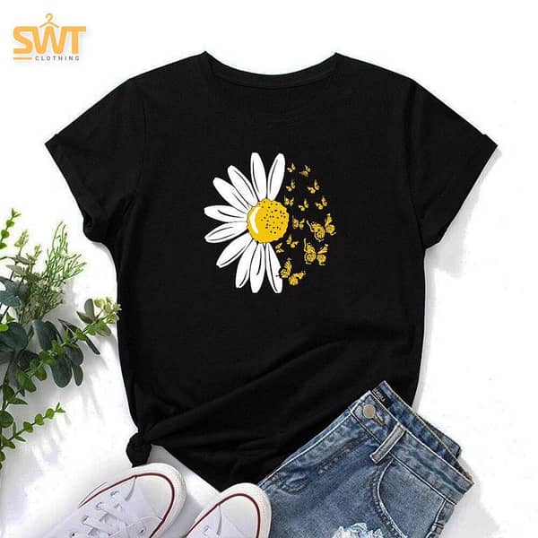 Printed Summer T-Shirts for Girls and Women in Various Colors and Sizes