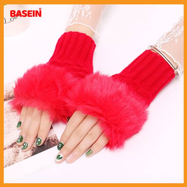 BASEIN Knitted Half Finger Winter Gloves for Women, Fingerless Typing Gloves with Stretchy Arm Warmers, Ideal for Casual Wear and Outdoor Activities