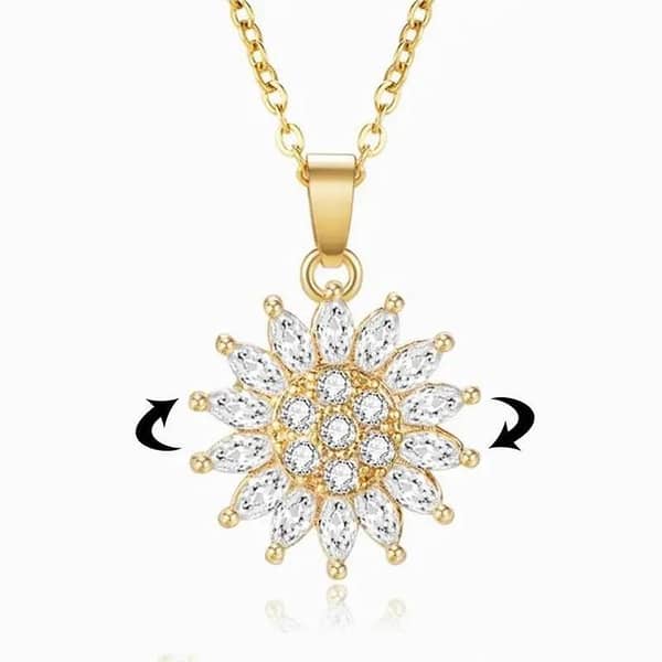 You Are My Sunshine Sunflower Fidget Necklace - Rotating Daisy Pendant for Women and Girls in Gold and Silver