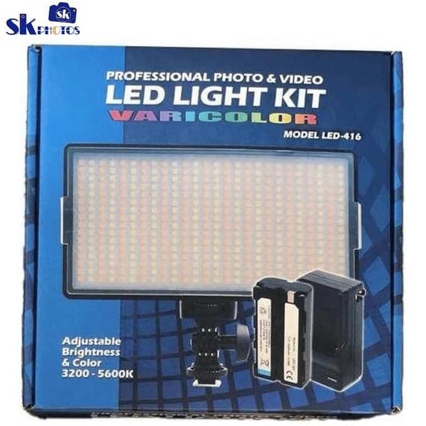 LED 416 Pro Kit with Battery and Charger for Multi-Color Temperature and Uniform Illumination