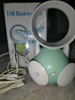 USB Bladeless Mini Table Fan with Built-in Speakers – Mint Condition