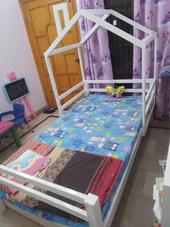 Single bed with wooden hood for kids room