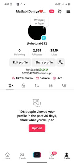 TikTok id 22 level giffting 3k follwers for sale 