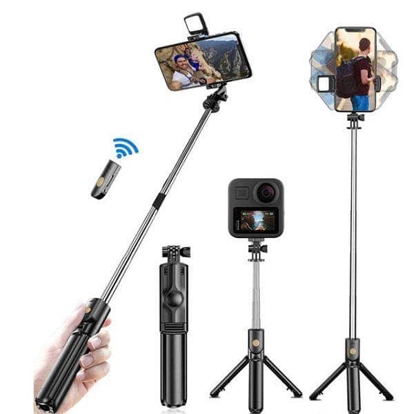 4 in 1 selfie stick Tripod with light & Bluetooth Remote 0