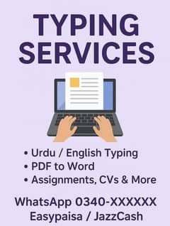 Typing Work / PDF to Word / Urdu & English Documents – Fast & Reliable