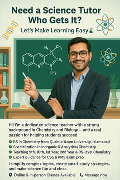 Tutor for chemistry, biology, for 1st year and 2nd year.