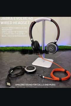 Jabra evolve 40 headphone with active noice Cancellation mic USB+ 3.5
