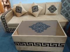 L Shape Sofa with front table and cushions